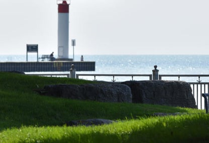 A lighthouse on the shore of Lake Ontario in Whitby, Ontario